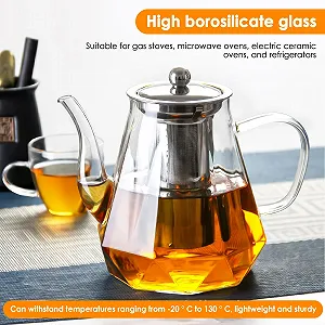 Чайник-заварник ZONJIE Скляний з ситечком для чаю, 1200 мл, великий synthetic.ua - Фото 1