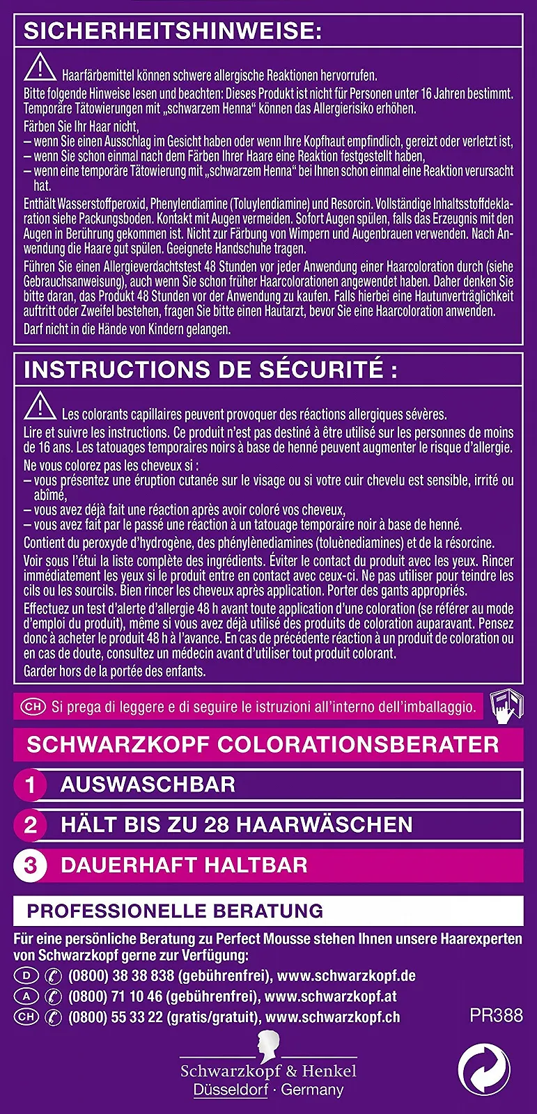 Стійка фарба-мус Schwarzkopf Perfect Mousse Темно-червоно-коричневий 388, Рівень 3, 3 x 93 мл, фото №9