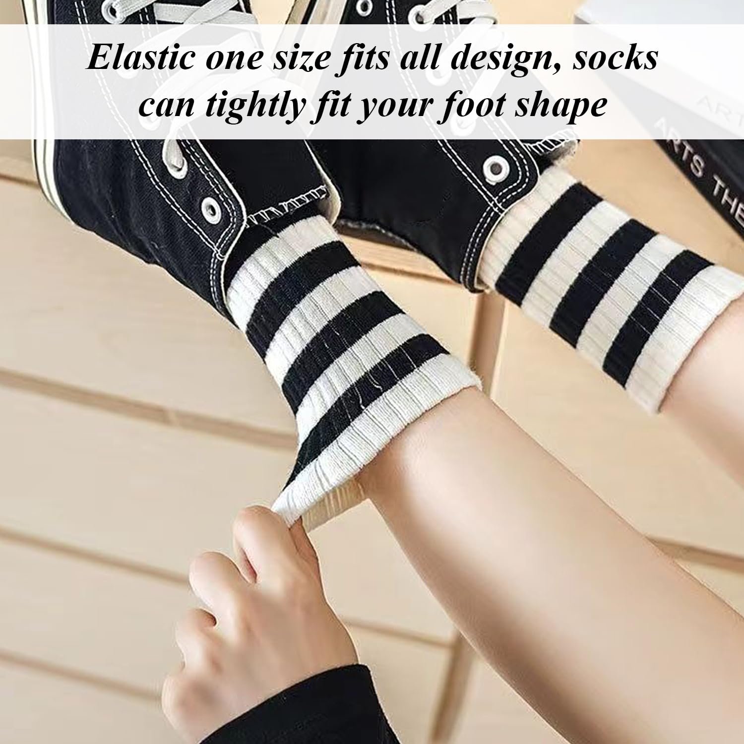 Шкарпетки Повсякденні Чорно-Білі Смугасті, 5 пар, фото №4