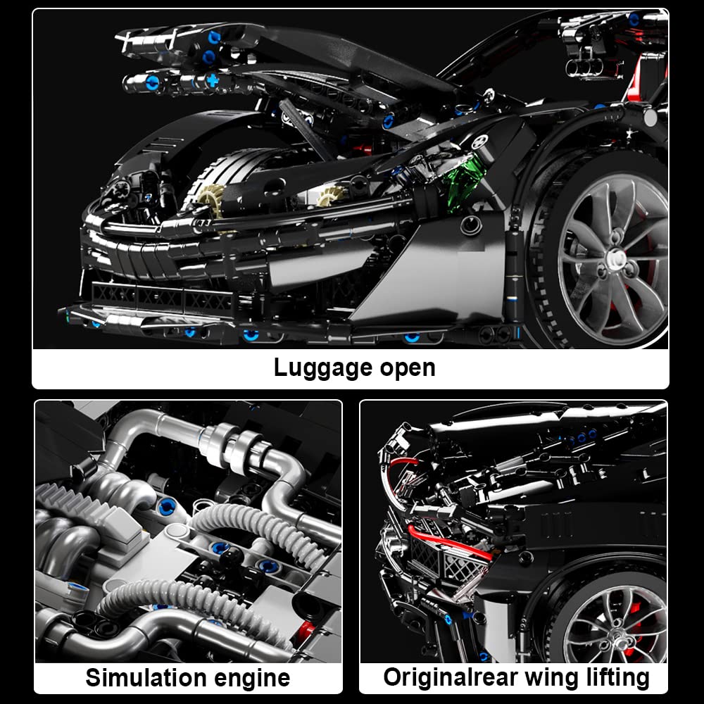 Конструктор MISINI Technik 1:8 Sports Car Clamping Building Blocks Kit 9 Motor 3686 Details, фото №8