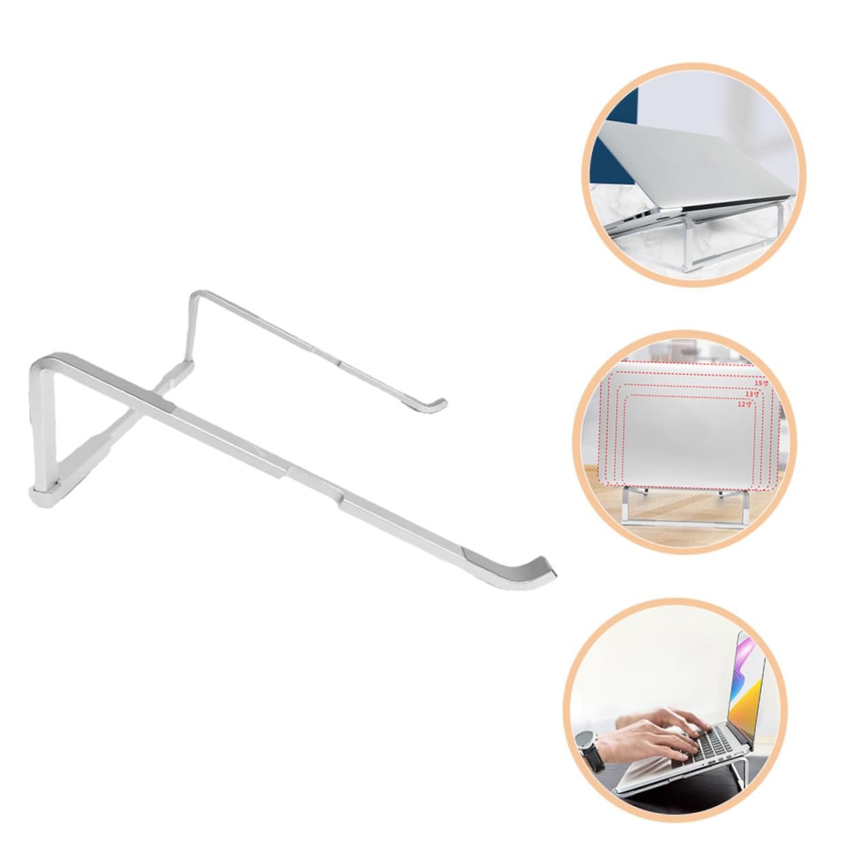 Подставка для ноутбука складная Алюминиевый сплав Портативная Легкая Настольная подставка для различных ноутбуков Компактная Серебряная, фото №3