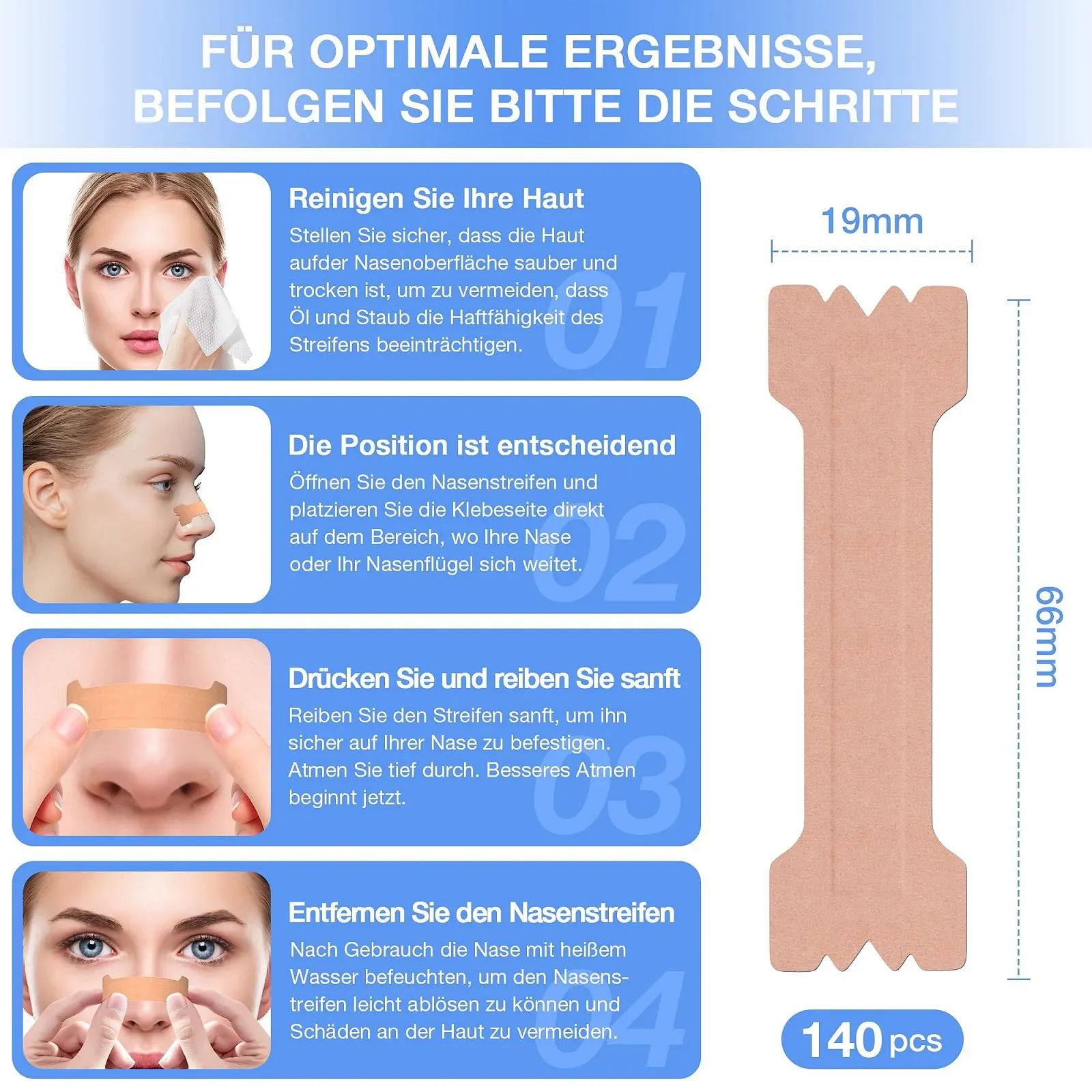 Смужки на ніс проти хропіння, 140 шт. для зменшення хропіння для чоловіків і жінок, фото №3