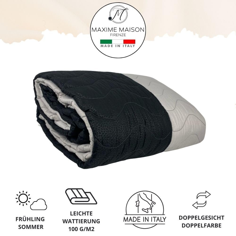 Покривало MAXIME MAISON 240 x 260 см Чорний/Сірий Двосторонній дизайн, фото №3 Покривало MAXIME MAISON 240 x 260 см Чорний/Сірий Двосторонній дизайн, фото №3