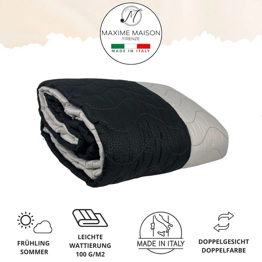 Покрывало MAXIME MAISON 240 x 260 см Черный/Серый Двусторонний дизайн, фото №3
