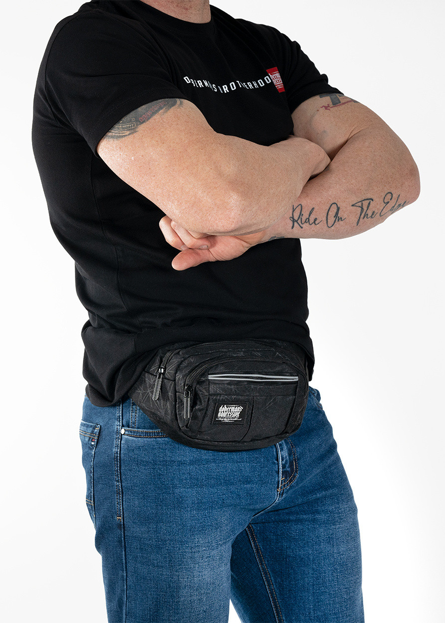 Сумка бананка мужская Dobermans Aggressive повседневная черная поясная, фото №2 Сумка бананка мужская Dobermans Aggressive повседневная черная поясная, фото №2