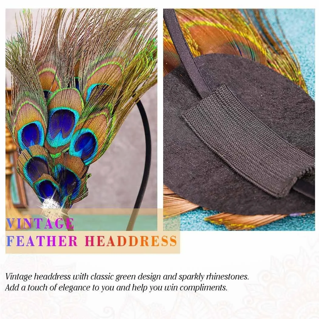 Обруч на голову з пір'ям павича Zoestar 1920-х років, фото №5 Обруч на голову з пір'ям павича Zoestar 1920-х років, фото №5