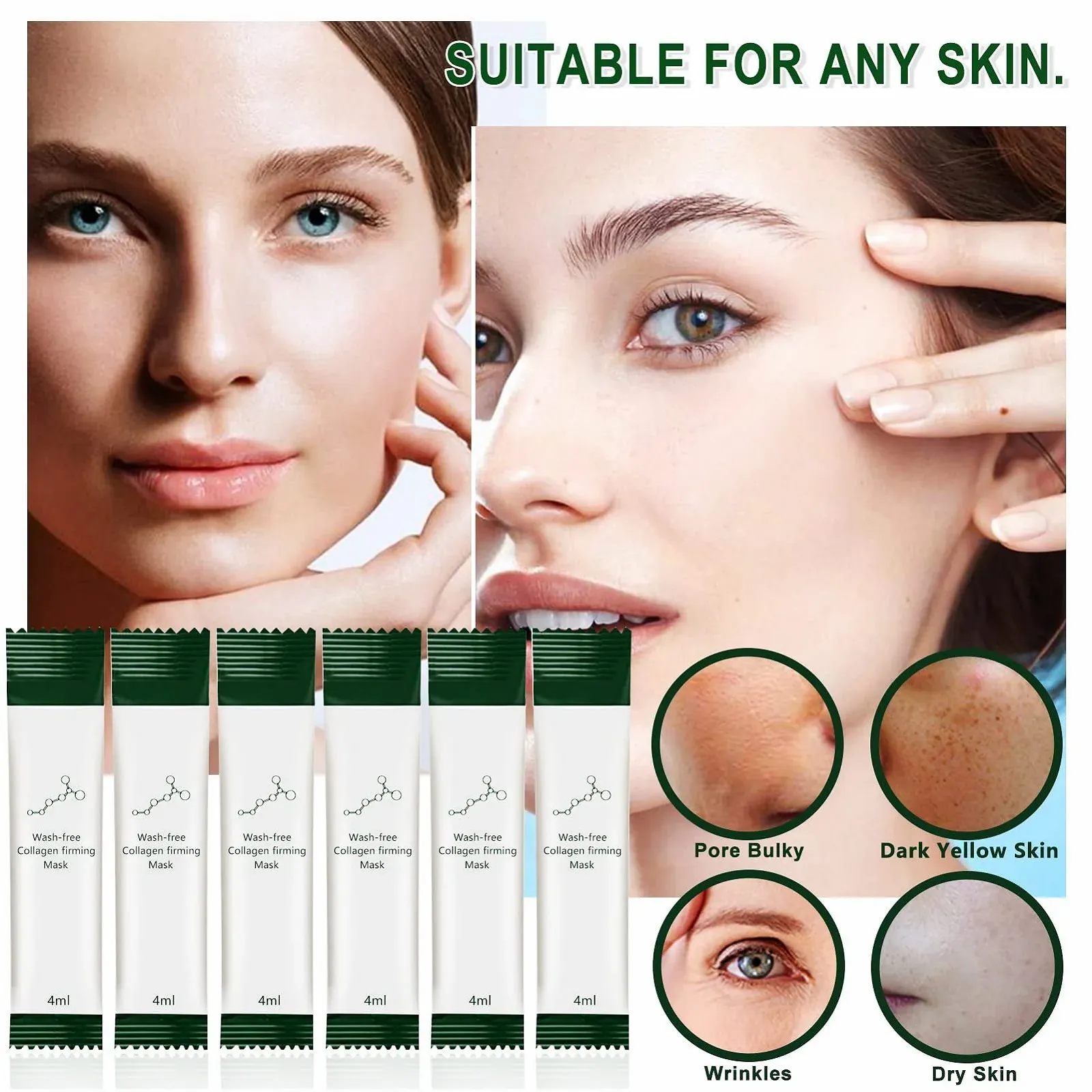 Маска Miioto Collagen нічна, набір з 4 органічних масок з колагеном, фото №6