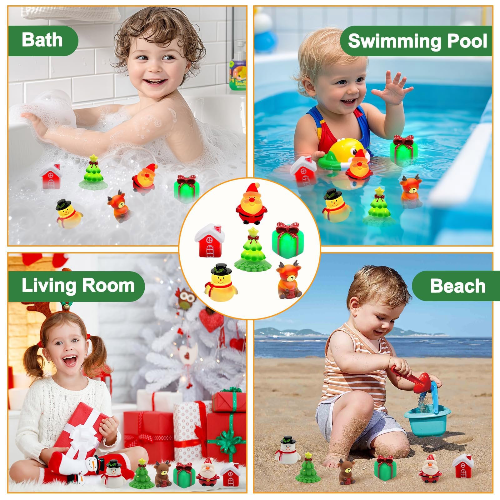 Игрушка для ванны Санта, Подарок, Олень, Елка с подсветкой., фото №6