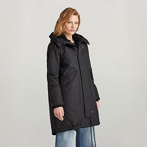 Жіноча куртка G‑Star Hooded Fishtail Parka Dark Black - L synthetic.ua - Фото 1