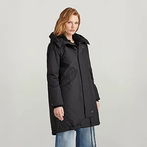 Жіноча куртка G‑Star Hooded Fishtail Parka Dark Black - L synthetic.ua - Фото 1