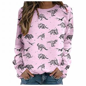 Женский пуловер Динозавр 2024, графика, свободный крой, готическая одежда, модные толстовки Backwoods Workou Y2K, смешной однотонный удобный тонкий милый осенний - Фото 1