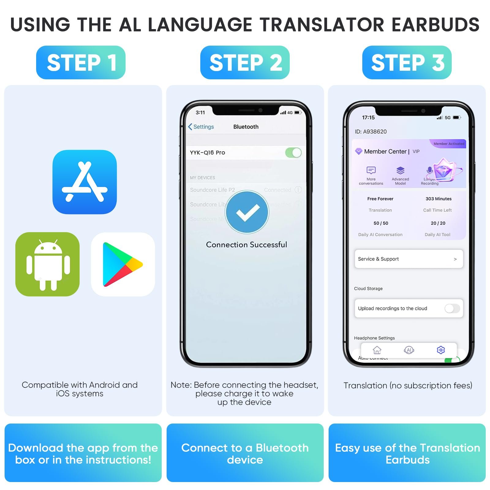 Наушники-переводчики AI с сенсорным ЖК-дисплеем, 150+ языков, Bluetooth 5.4, для путешествий, бизнеса и обучения, совместимы с iOS и Android, фото №6
