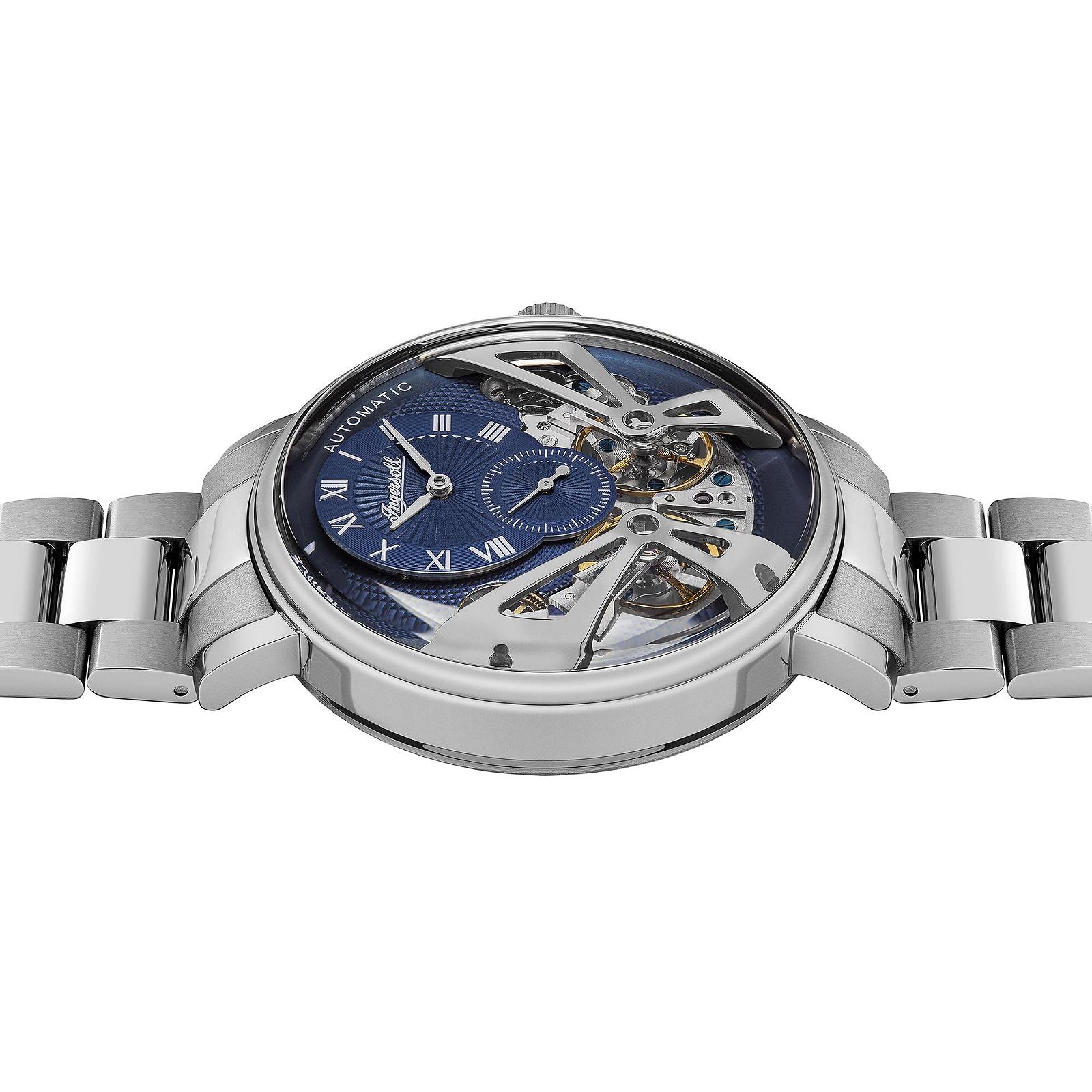 Чоловічий годинник Ingersoll The Tennessee 45mm Automatic з блакитним циферблатом та срібним сталевим браслетом, фото №6