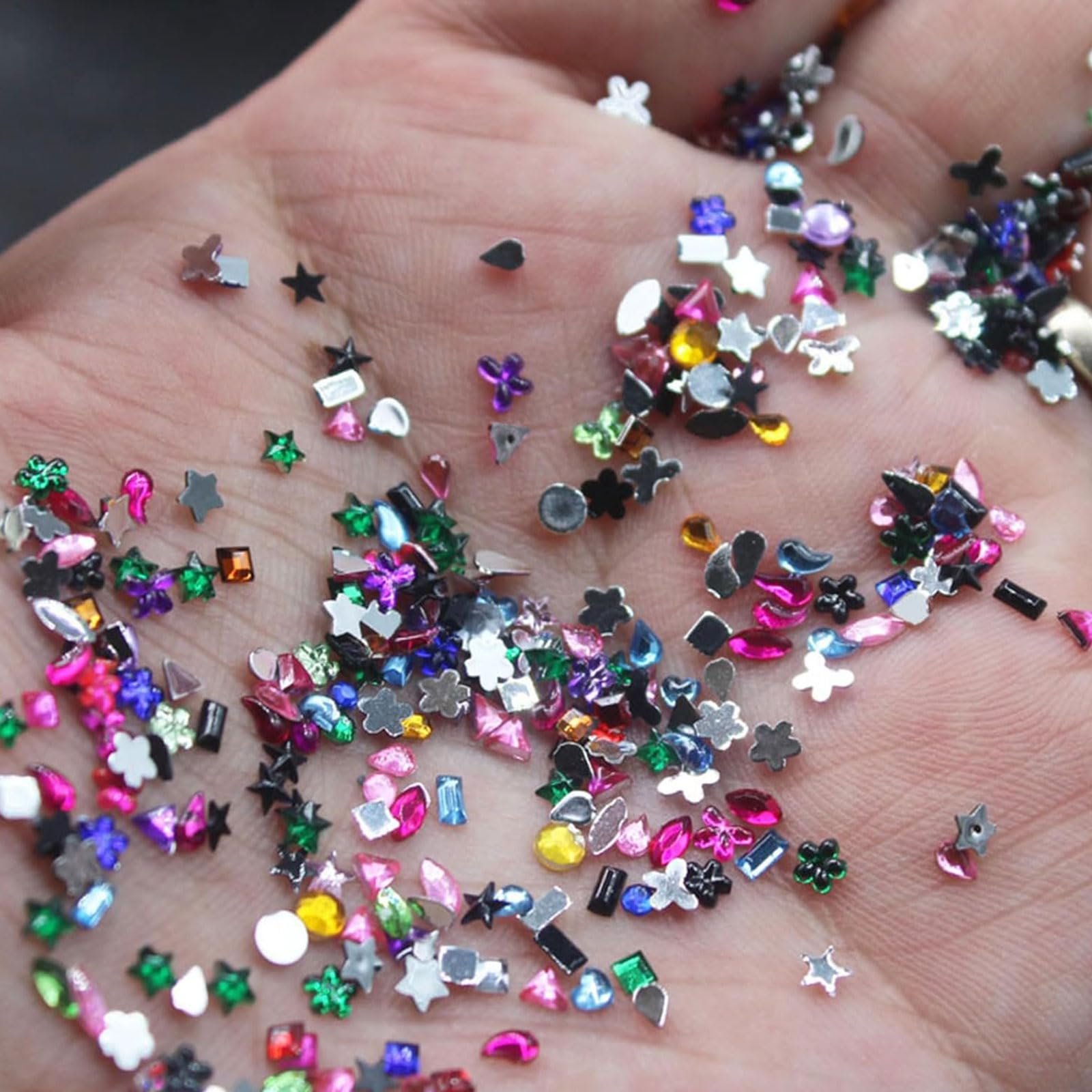Стразы для ногтей Разноцветные 3D Сердце Звезда Цветок 2000 шт, фото №5