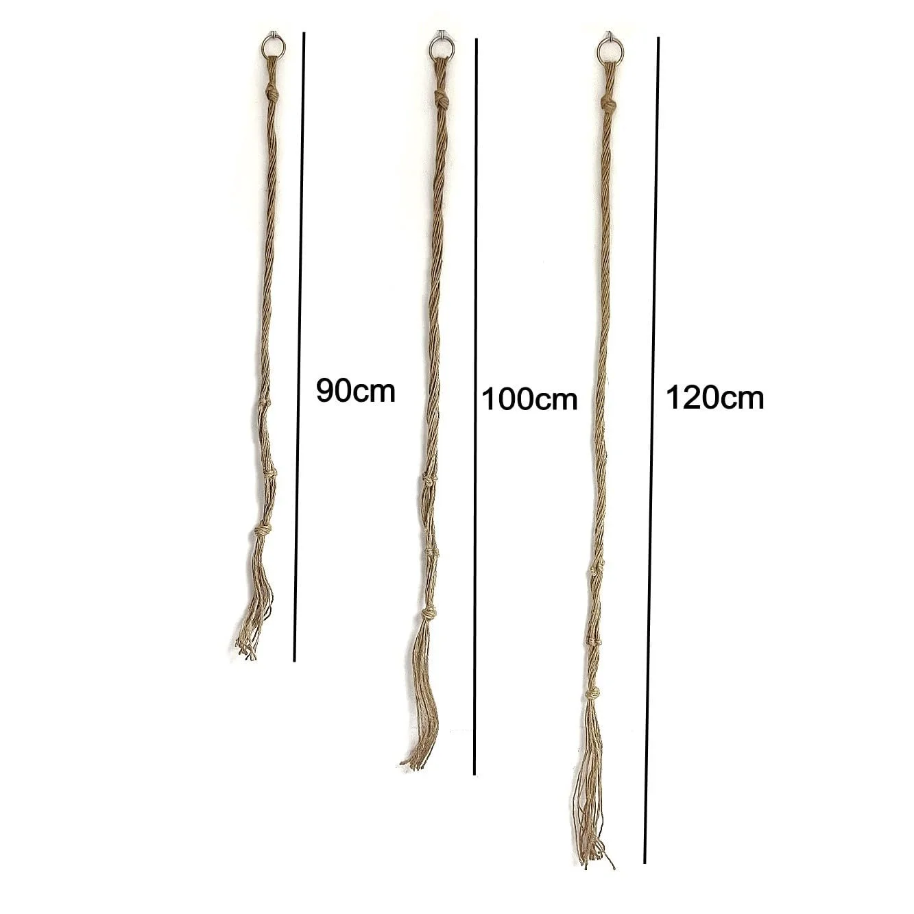 Подвес для растений макраме JZK, 3 шт., 90 см, 100 см, 120 см, с крючками, джутовый, фото №2