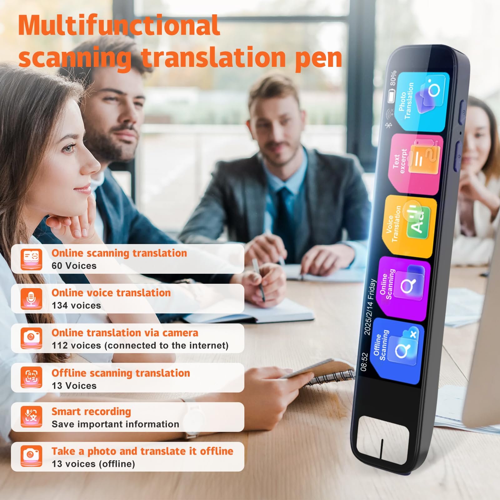 Ручка-сканер WingFly, ручка-переводчик со сканированием на 134 языках, сенсорная, фото №3