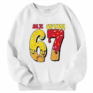 Толстовка унисекс детская 6 7 Meme с принтом мороженого, мешковатая, с длинными рукавами, удобная, смешная, спортивная, свободная, для девочек и мальчиков, уличный стиль synthetic.ua - Фото 1