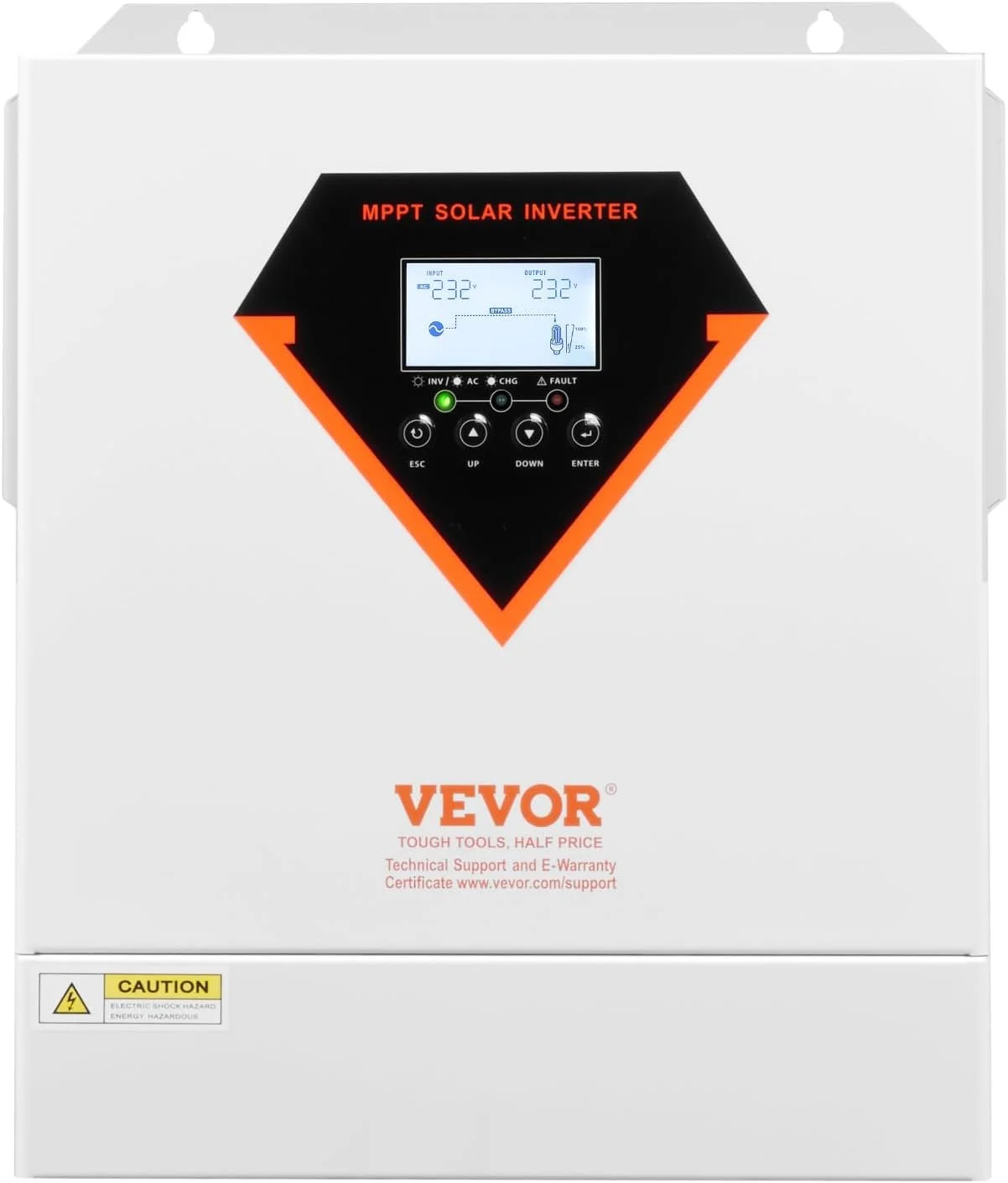 Гибридный инвертор VEVOR EM3500-24L 3500W-24V / MPPT 100A / Чистая синусоида / Wi-Fi / Белый, фото №2