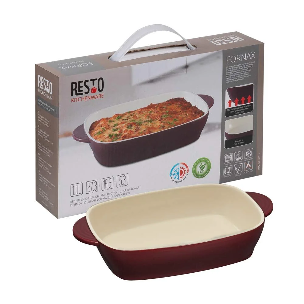 Форма для запекания керамическая прямоугольная Красная 1 л 183 x 122 x 45 мм, фото №8 Форма для запекания керамическая прямоугольная Красная 1 л 183 x 122 x 45 мм, фото №8