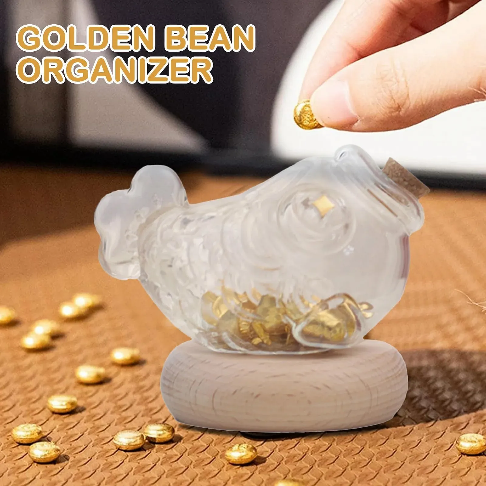 Скарбничка скляна у формі риби прозора, фото №2