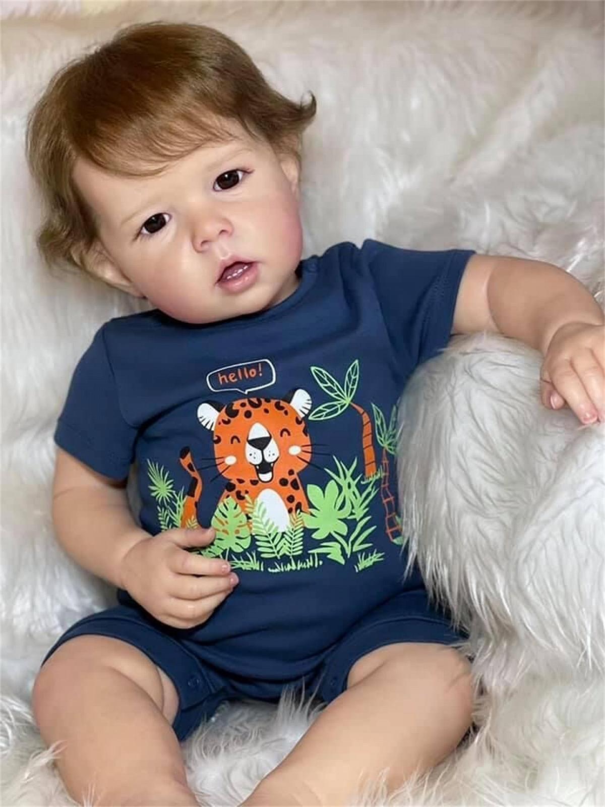 Кукла Zero pam Reborn Baby 20 Inch Полностью силиконовая Портретная с глазами и волосами Нереалистичная кожа, фото №3