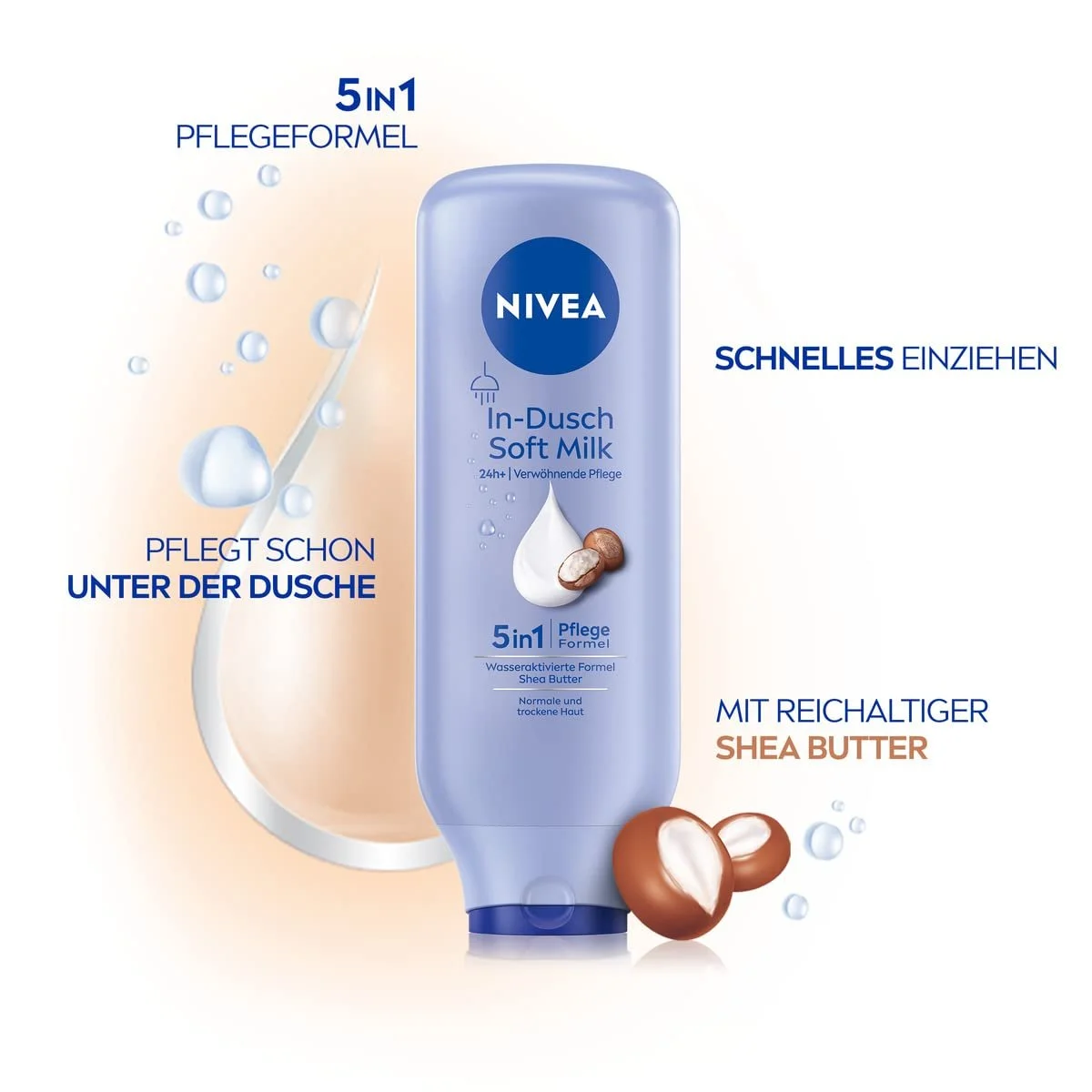 Молочко для душа NIVEA Soft Milk, 400 мл, крем для тіла з маслом ши та активованою водою формулою 5-в-1, фото №2