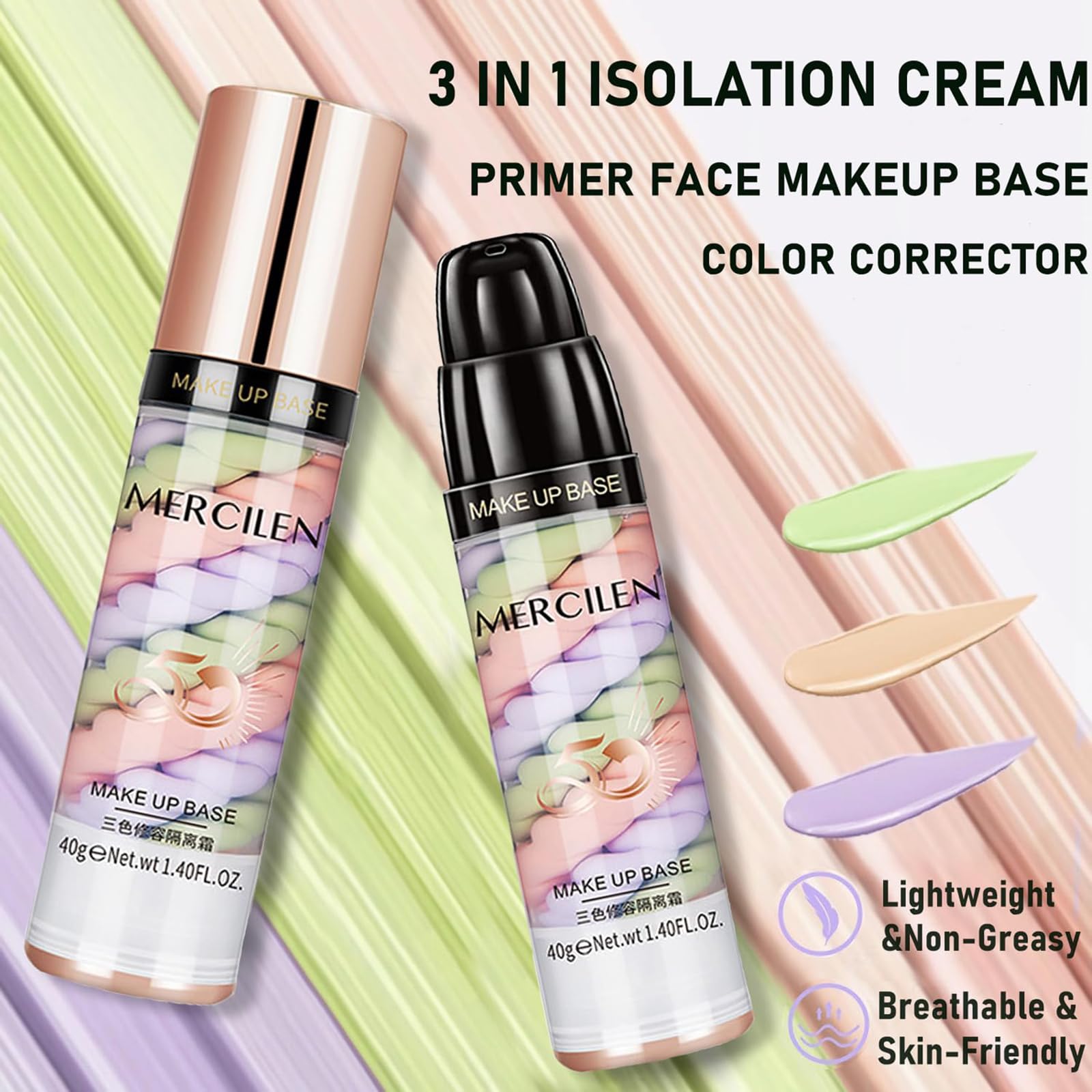 Праймер TITIMORE 3 Colours Isolation Cream One Step Primer Concealer Foundation Colour Corrector, фото №2