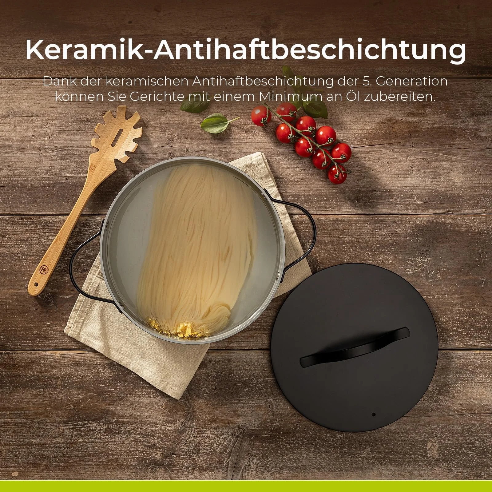 Кастрюля Be Living Essential 24 см (4 литра) с крышкой, индукционная, керамическое антипригарное покрытие, черная, фото №4 Кастрюля Be Living Essential 24 см (4 литра) с крышкой, индукционная, керамическое антипригарное покрытие, черная, фото №4