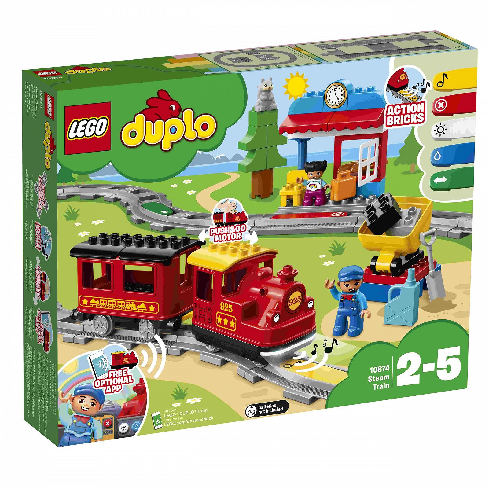 Конструктор Lego Duplo Set of 4: 10874 Паровоз 10882 Залізничні колії 10980 Плита зелена 30648 Кит, фото №2