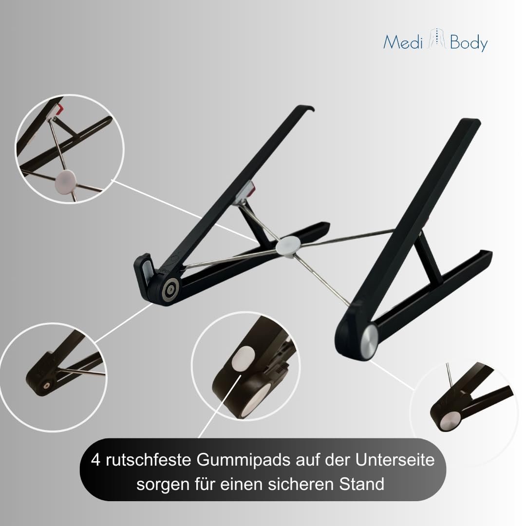 Підставка для ноутбука Регульована по висоті Складна Нековзна Чорна, фото №4 Підставка для ноутбука Регульована по висоті Складна Нековзна Чорна, фото №4