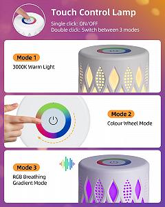 Настільна лампа Aigostar LED сенсорна 256 RGB кольорів Warm White бездротова USB акумуляторна synthetic.ua - Фото 1