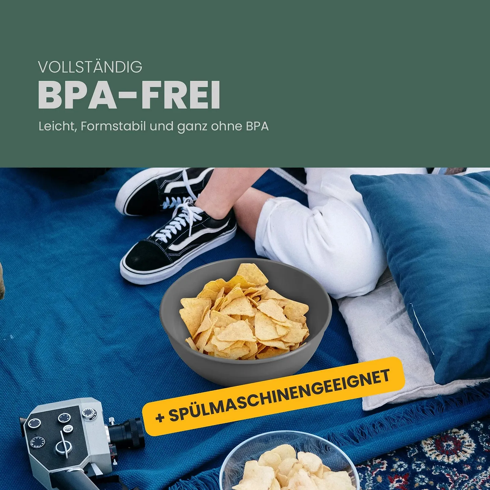 Набір мисок Pro Home 4 шт пластикові BPA Free 25.5 см ударостійкі сірий, фото №3
