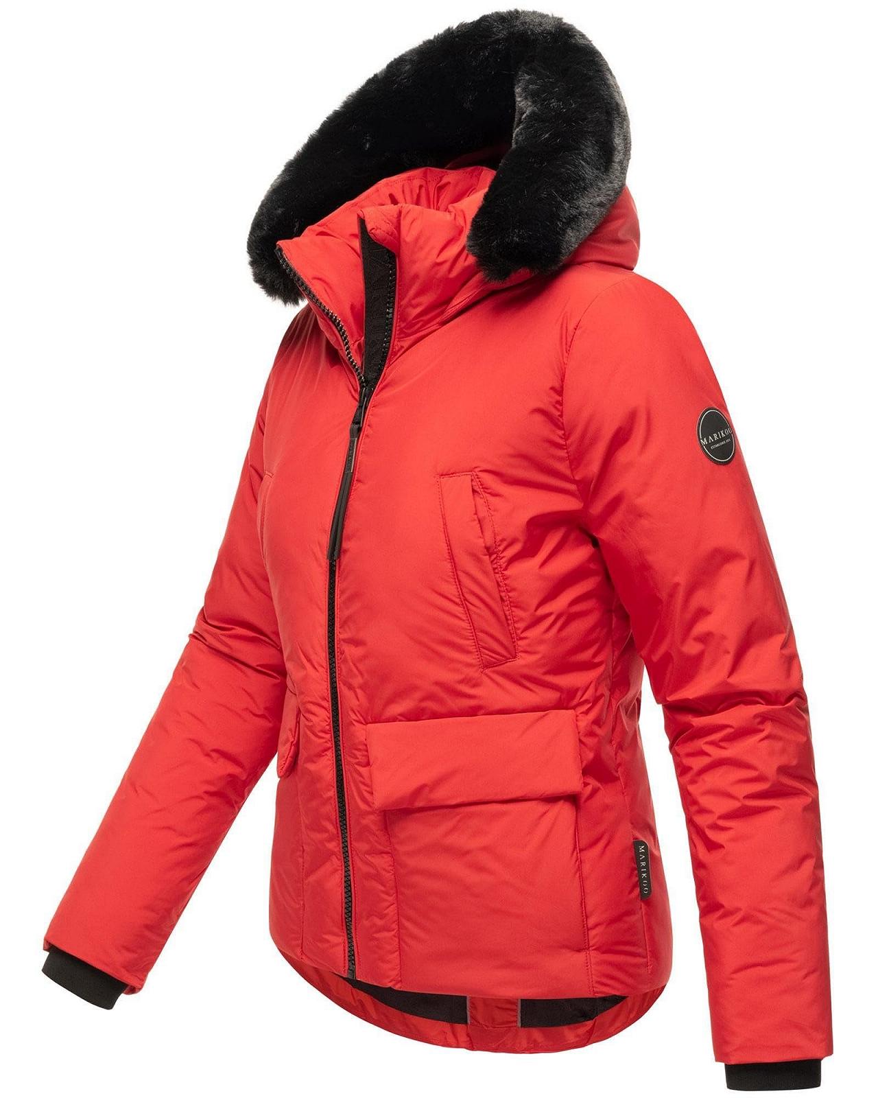 Зимняя куртка Marikoo N005 Женская Легкая, 6 карманов, частично с мехом Teddy, капюшон с искусственным меховым воротником, теплая куртка Женская, фото №3