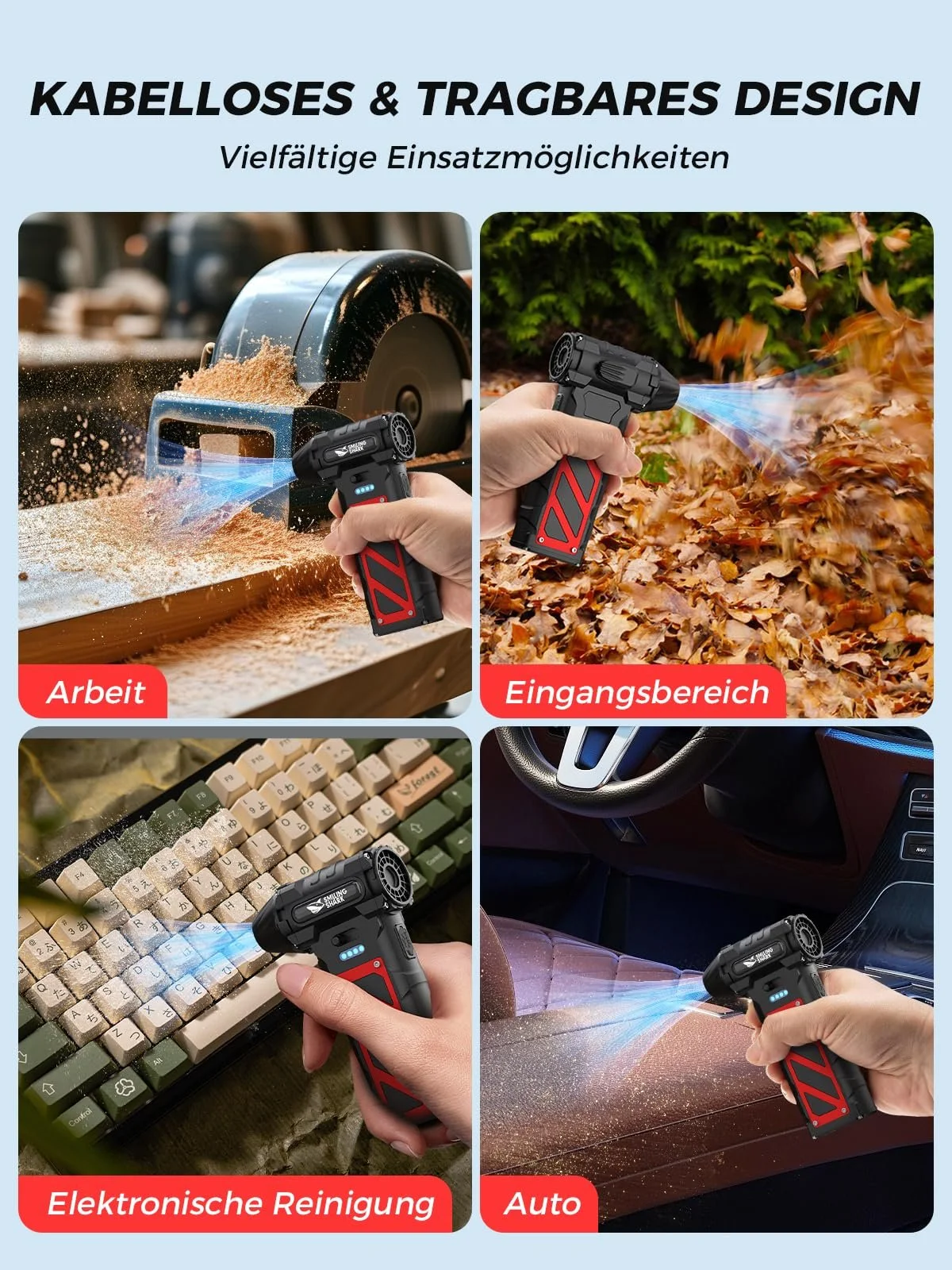 Електрична повітродувка Smiling Shark JF-02 110,000 rpm 8000 mAh Emergency Cutter & Hammer Black, фото №4