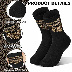 Спортивные носки Jadive с леопардовым принтом для женщин, размер UK 6-8, теннисные носки в полоску - 6 пар synthetic.ua - Фото 1