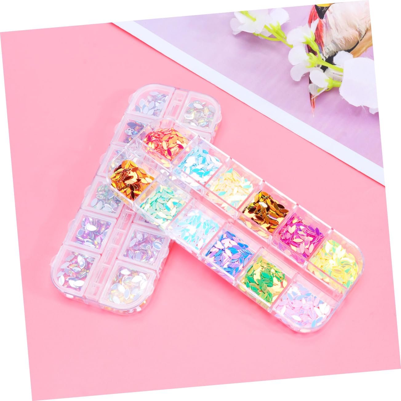 Набор материалов для дизайна ногтей MAGICLULU 12 Квадратная решетка Плоское основание Набор страз для маникюра Пакет градиент Цвет для начинающих и экспертов, фото №6