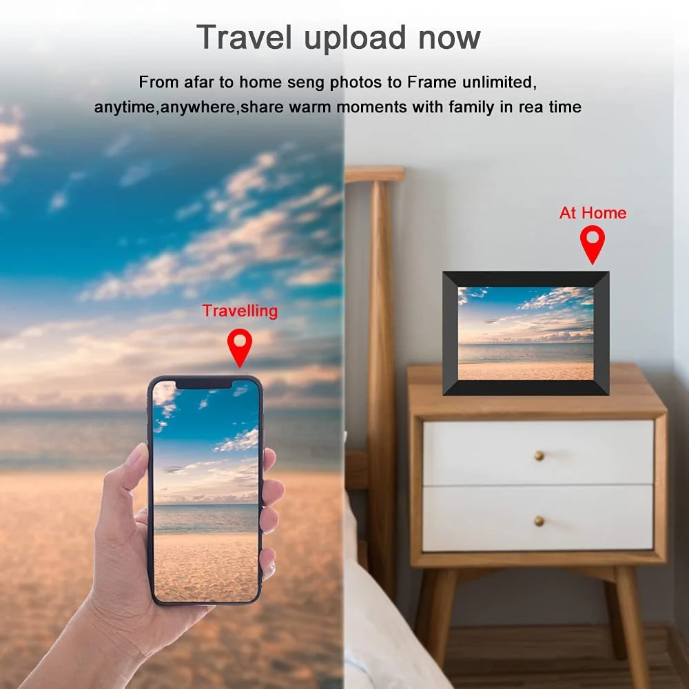 Цифровая фоторамка Aorpdd 10.1 дюйма WiFi HD IPS Touch Screen 32 ГБ Auto Rotation Frameo App, фото №7