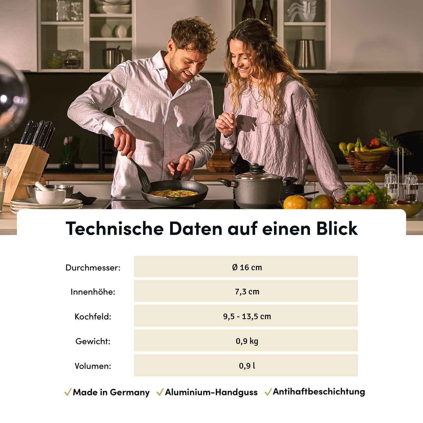 Каструля Hoffmann Діаметр 16 см з кришкою, Маленька Каструля з ручкою, Підходить для всіх типів плит, включаючи індукційні, 1 літр, Гарантована стійкість до скручування, фото №2 Каструля Hoffmann Діаметр 16 см з кришкою, Маленька Каструля з ручкою, Підходить для всіх типів плит, включаючи індукційні, 1 літр, Гарантована стійкість до скручування, фото №2