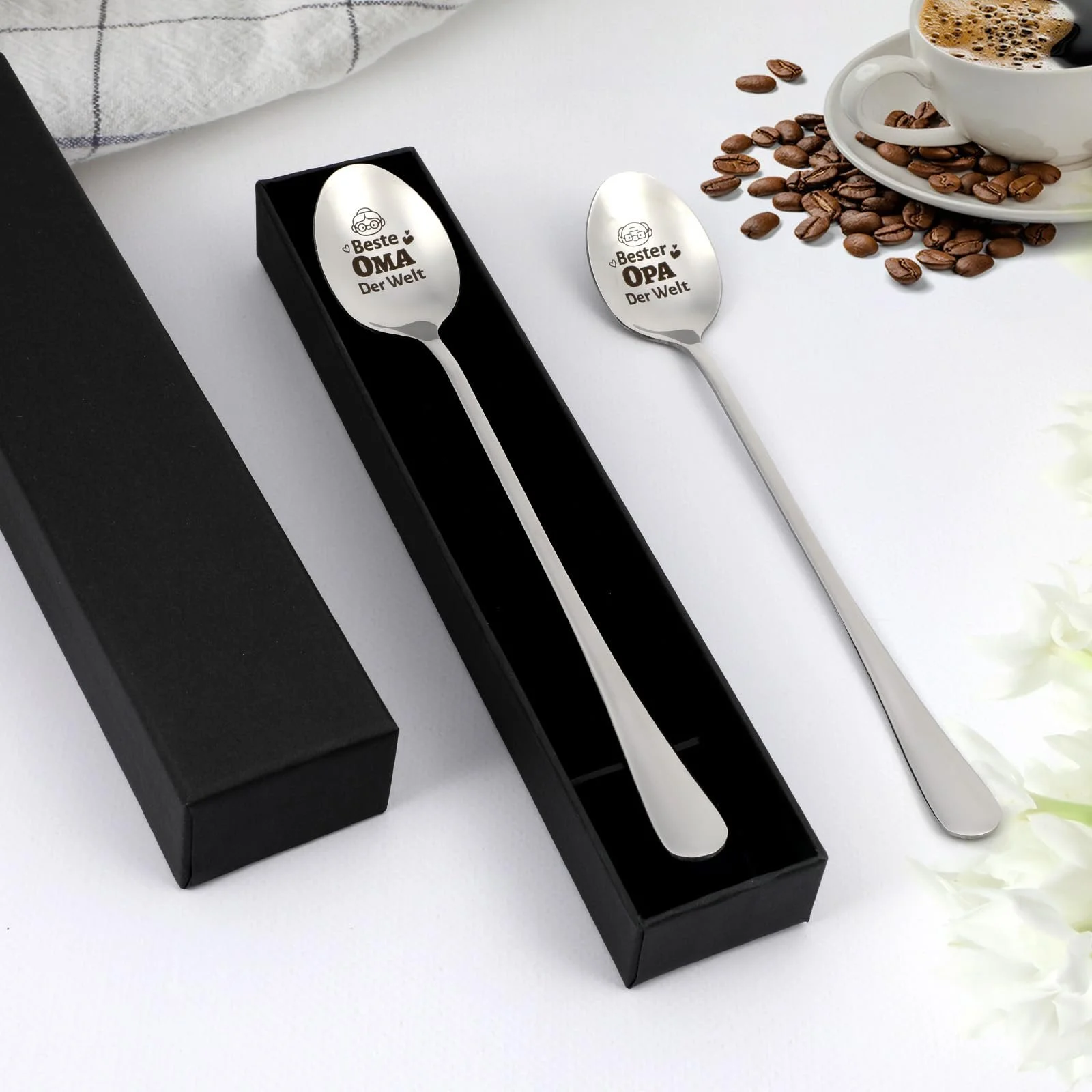 Ложка для кави HOWAF З написом Beste Opa Oma Der Welt, 2 шт., фото №5