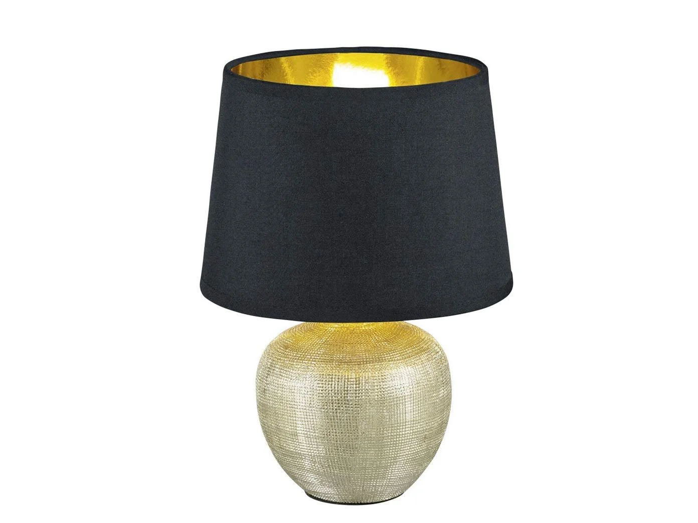 Настільна лампа meineWunschleuchte з керамічною основою золота з чорним тканинним абажуром 35 см, фото №1