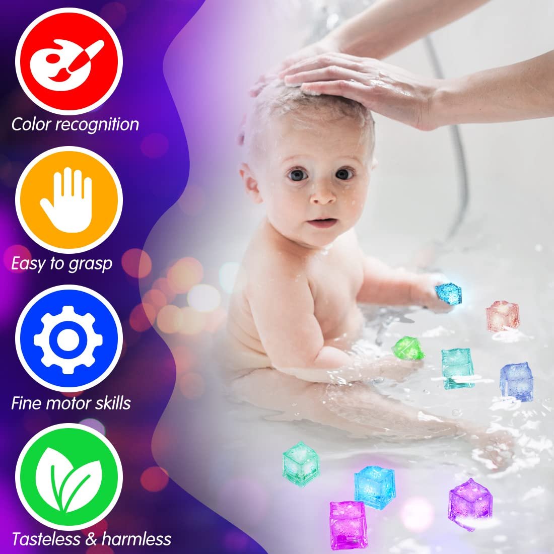Игрушка для ванны LED Ледяные Кубики 12 штук, фото №3