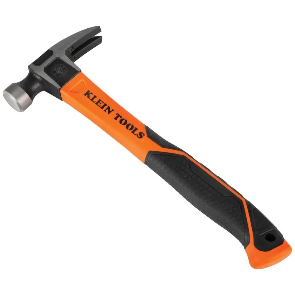Молоток-гвоздодер Klein Tools H80816 13" 16 унций с гладкой головкой и ручкой из стекловолокна, фото №1