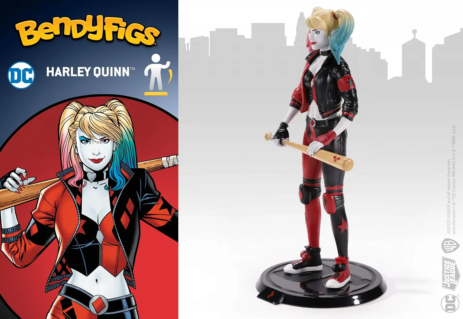 Ігрова фігурка Noble Toys Bendyfigs DC Comics Harley Rebirth гнучка з аксесуарами, фото №6