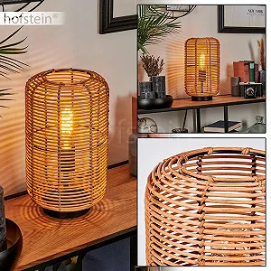 Настільна лампа Mulstrand Modern Boho Метал/Ротанг E27 Чорний/Натуральний synthetic.ua - Фото 1