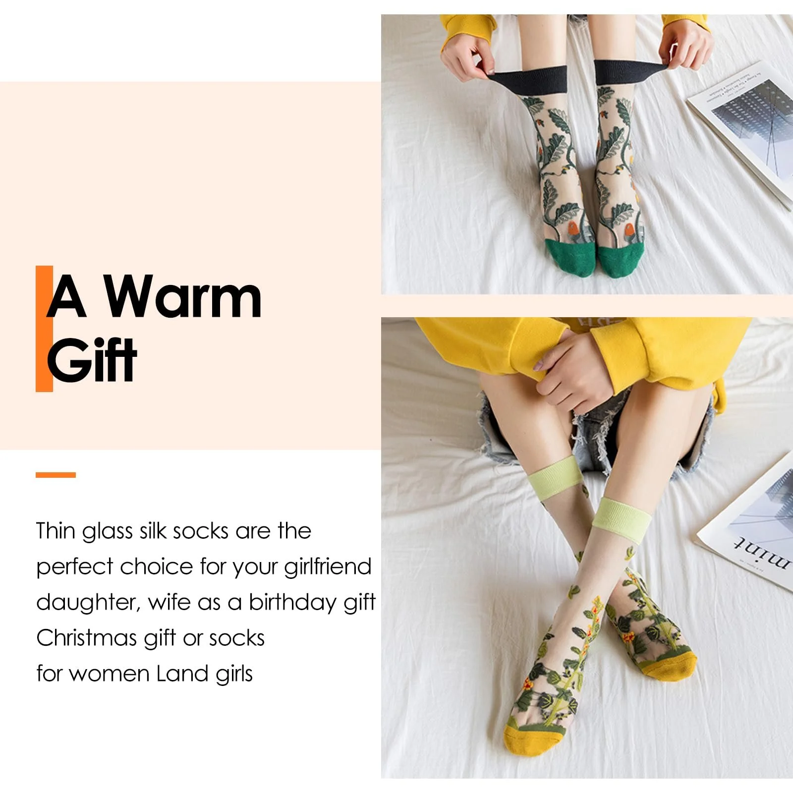 Шкарпетки жіночі прозорі візерункові, фото №4