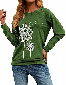 Женский свитшот Dresswel Одуванчик с длинными рукавами, принт одуванчика, осенне-зимний пуловер, блузка, топы synthetic.ua - Фото 1