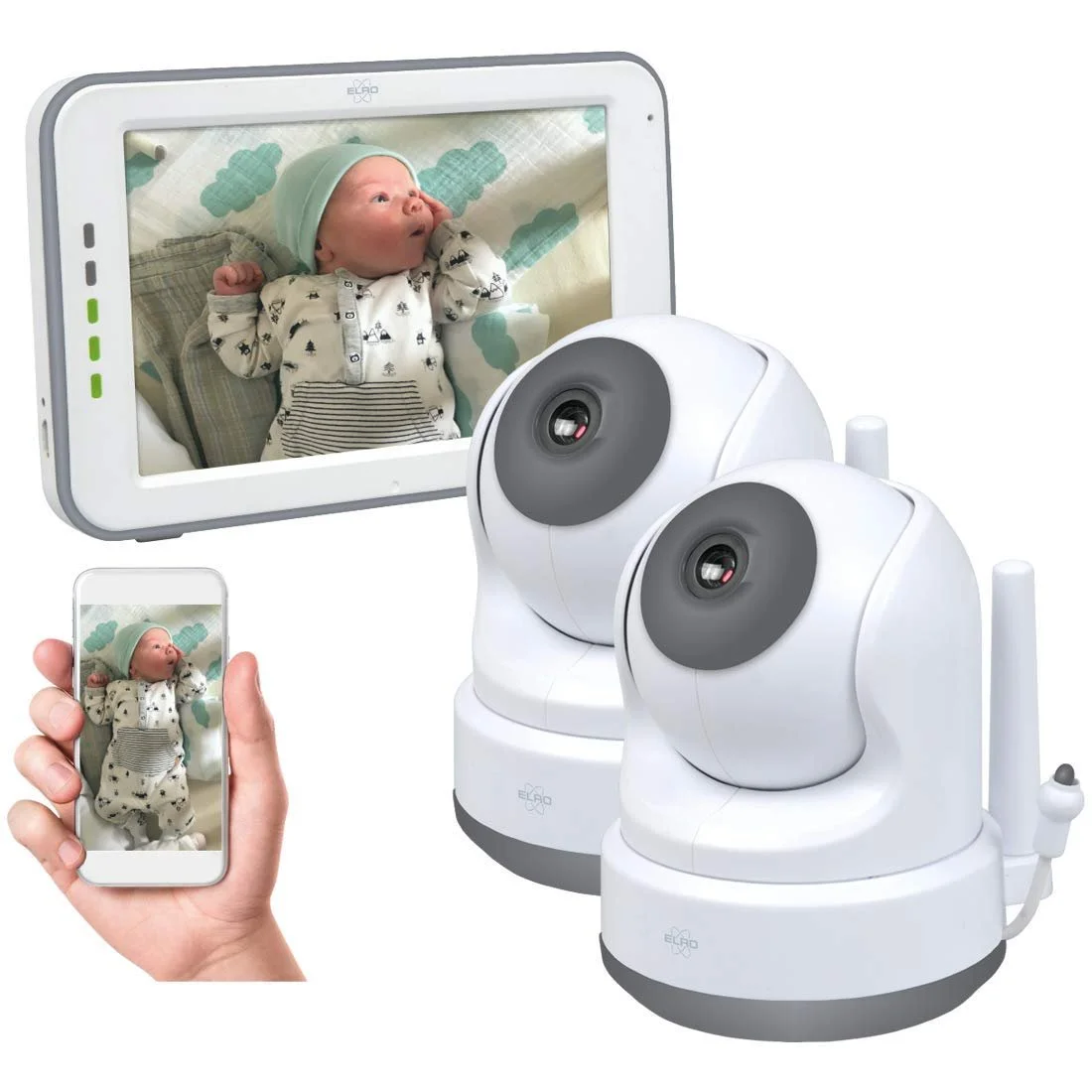Відеоняня ELRO Royale BC3000-2 12,7 см Touchscreen HD App з додатковою камерою 1 шт., фото №1