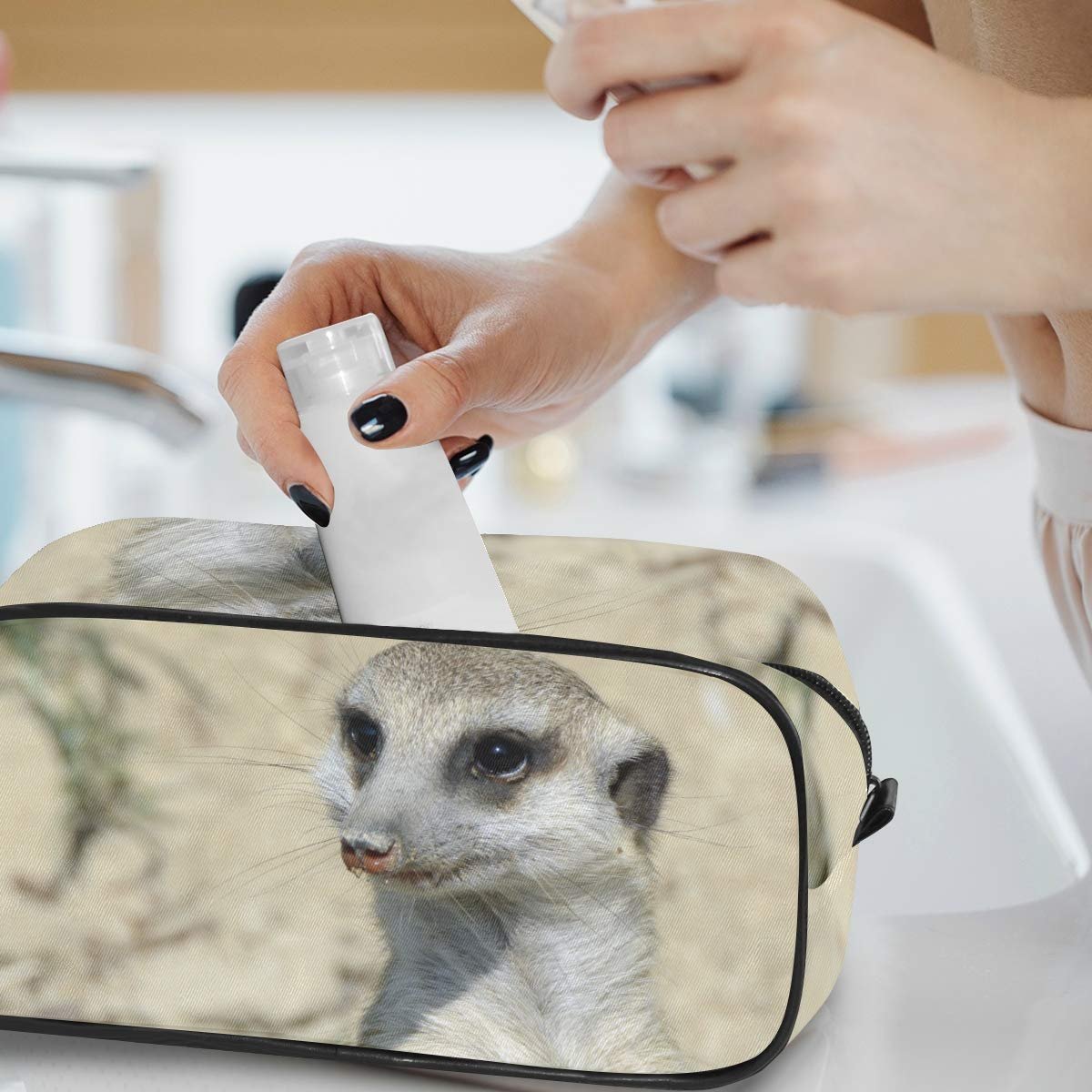 Косметичка Montoj, сумка для хранения, косметичка с изображением суриката, сумка для мытья и полоскания рта для путешествий и дома, фото №6 Косметичка Montoj, сумка для хранения, косметичка с изображением суриката, сумка для мытья и полоскания рта для путешествий и дома, фото №6