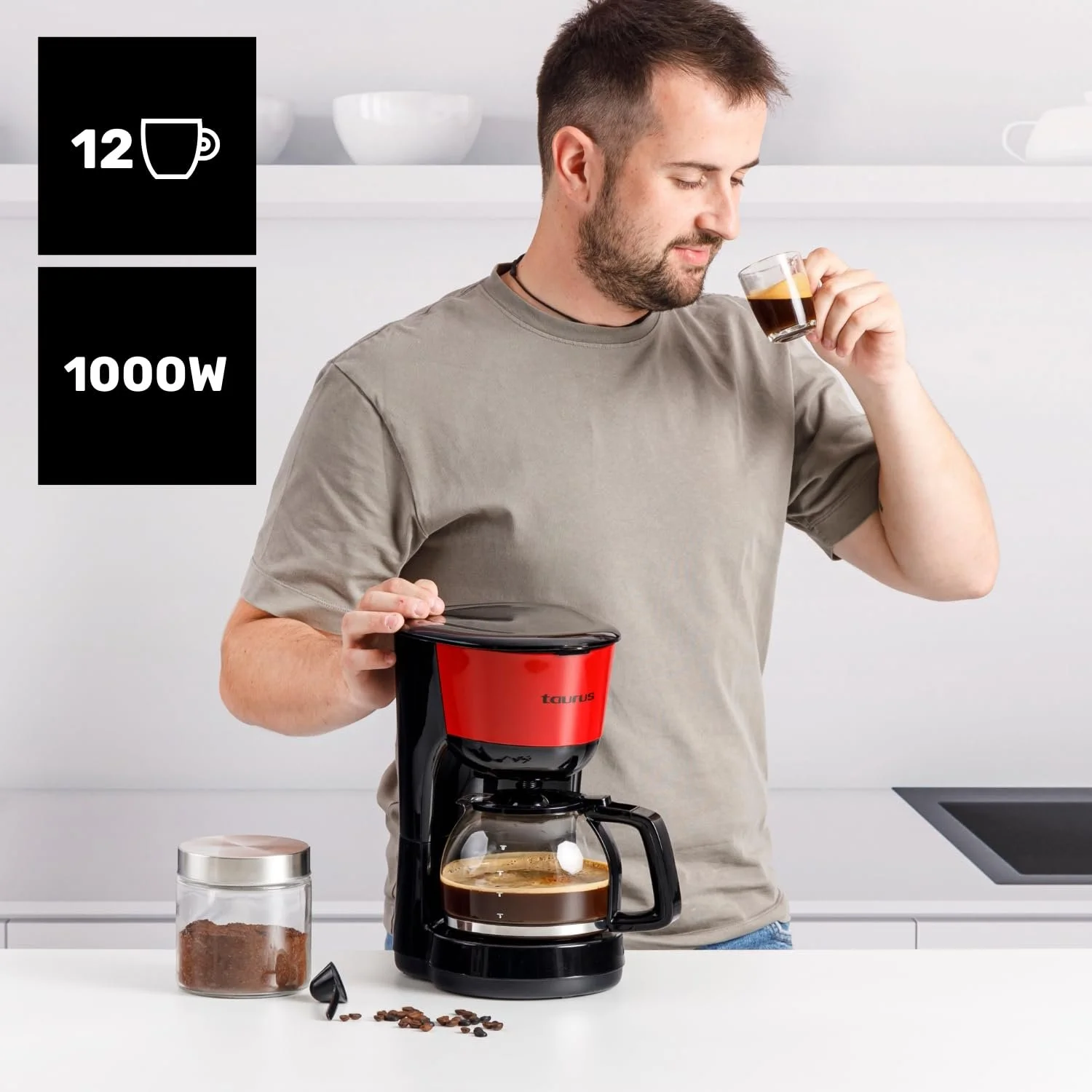 Кофеварка капельная Taurus Verona Vintage 1000 W 12 чашек Красная, фото №2