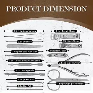 Маникюрный педикюрный набор PLASTIFIC 12 в 1 из нержавеющей стали synthetic.ua - Фото 1